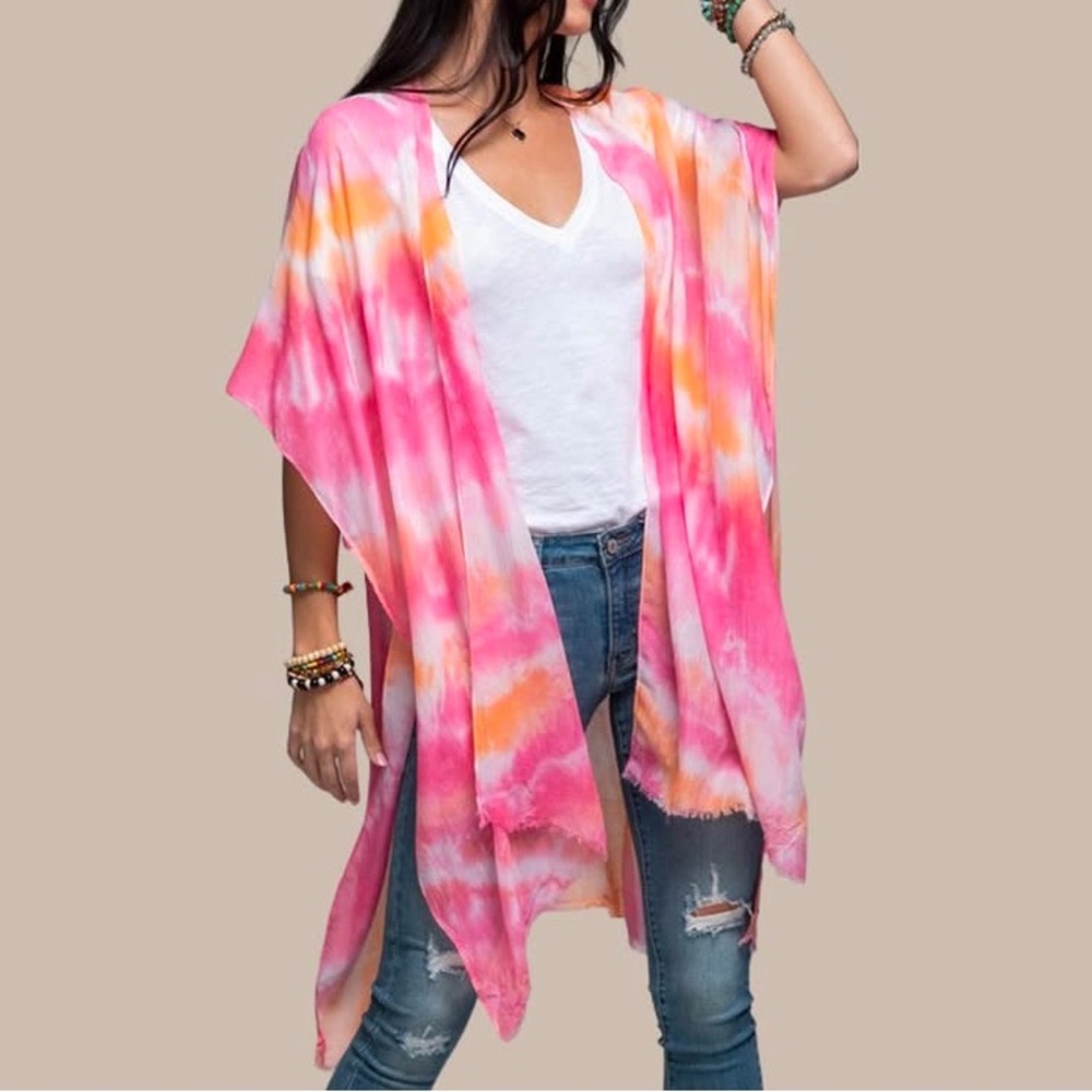 Pink and Orange Tie-Dye Kimono